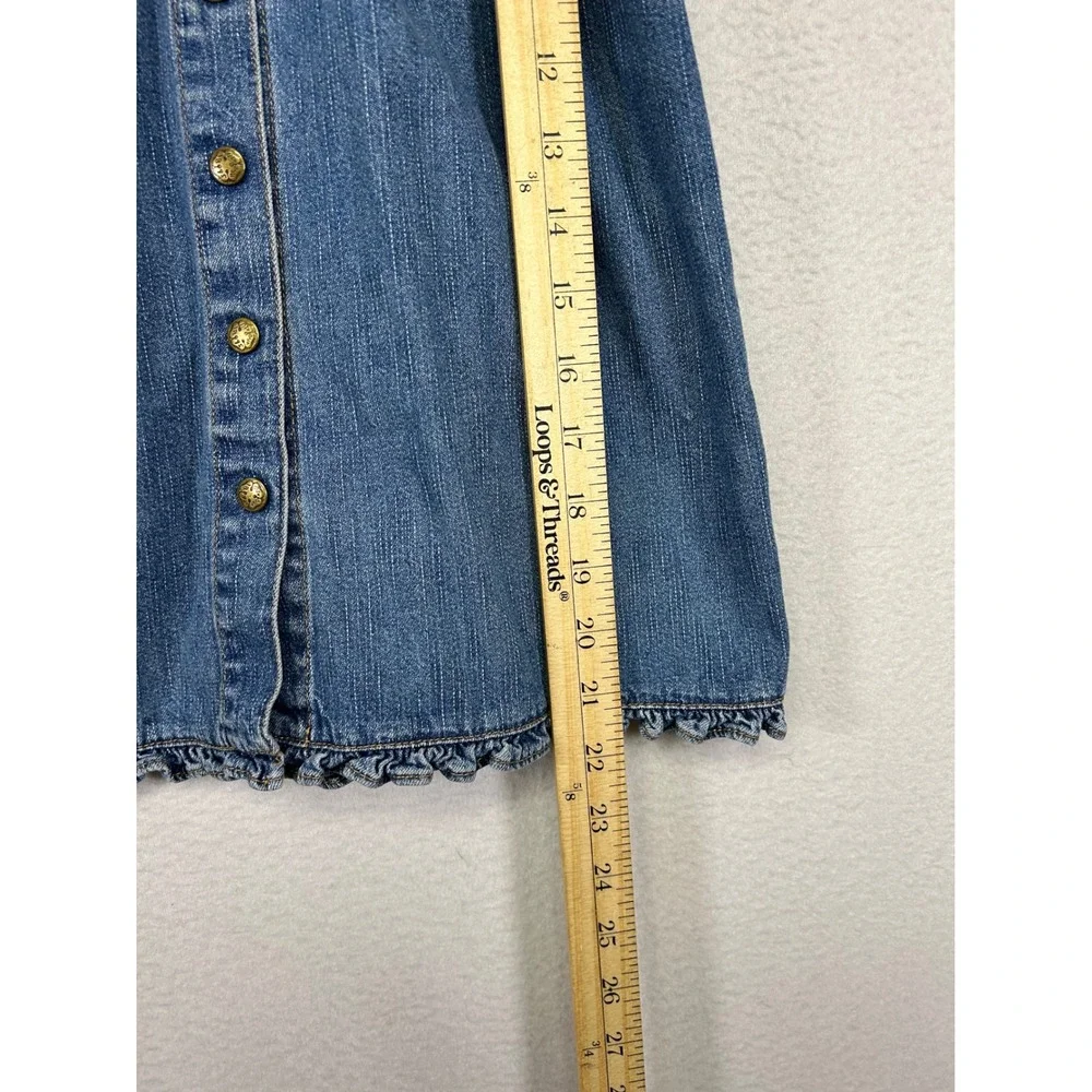 Cottagecore Floral‎ OshKosh Kids 5 Denim Embroidered Ruffle Button Front Dress